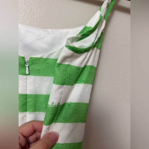 Lilly Pulitzer Antonia mini Dress in New Green Awning Stripe - Picture 5 of 11
